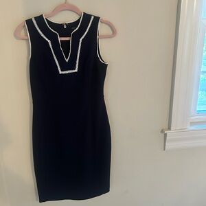Tommy Hilfiger Navy Blue Work Dress with White Accents